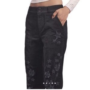 NWT Anthropologie Black Star Embellished Pants